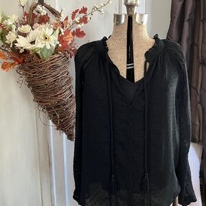 Lovestitch black poets smock top, size small